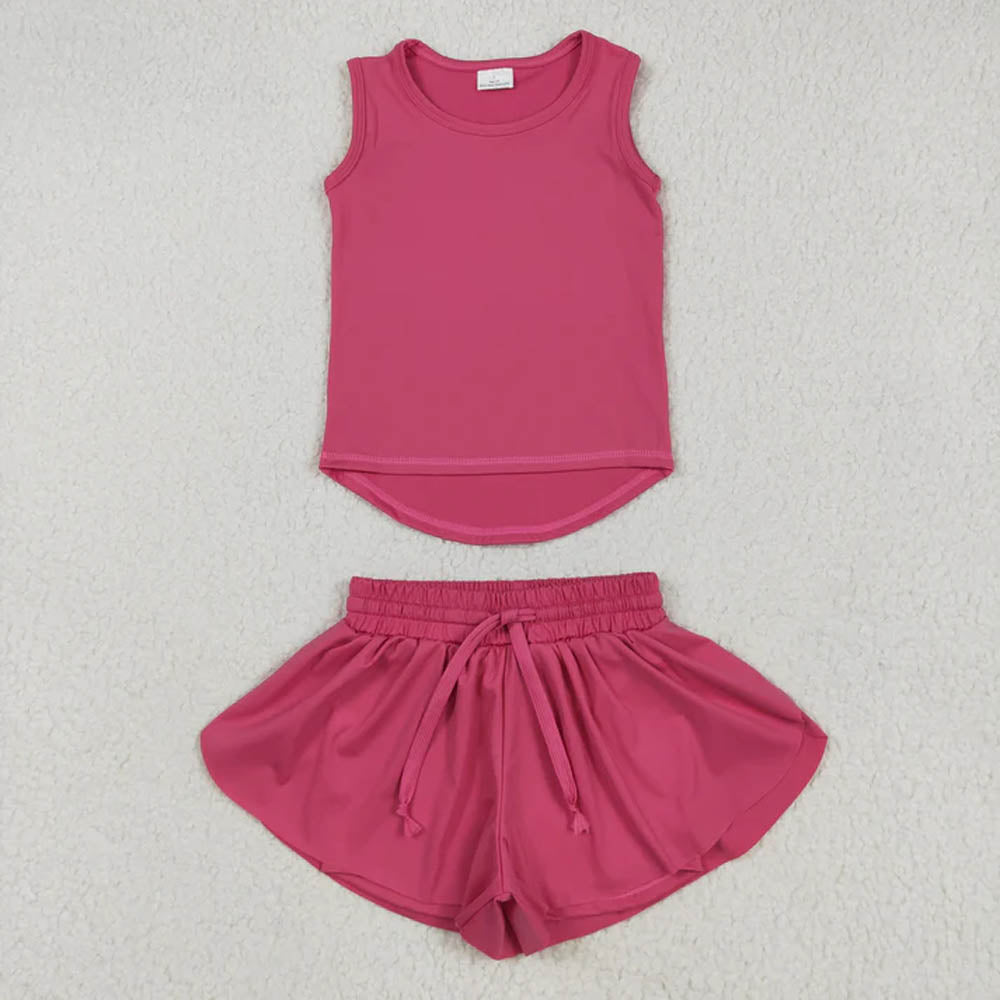 GSSO2500  Baby Girls Hot Pink Sleeveless Top Skorts Sets D 7.7
