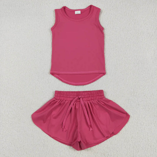 GSSO2500  Baby Girls Hot Pink Sleeveless Top Skorts Sets D 7.7