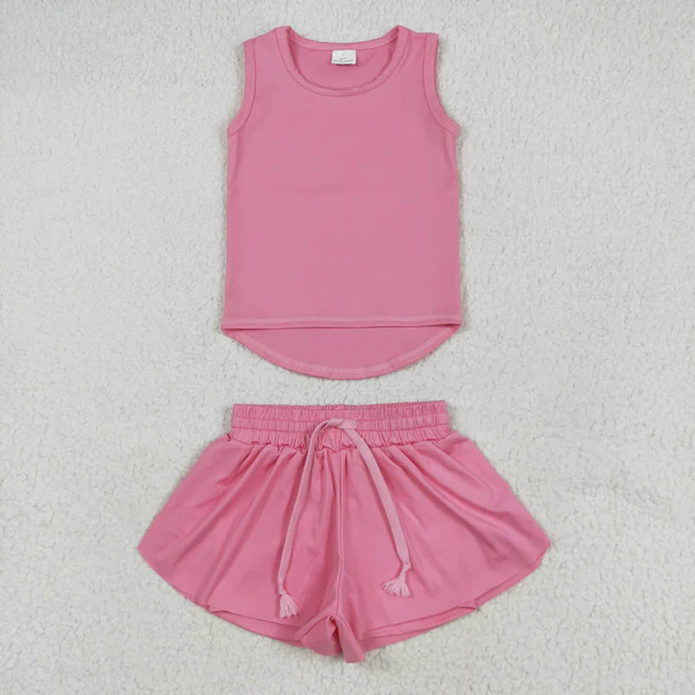 GSSO2501  Baby Girls Pink Sleeveless Top Skorts Sets D 7.7