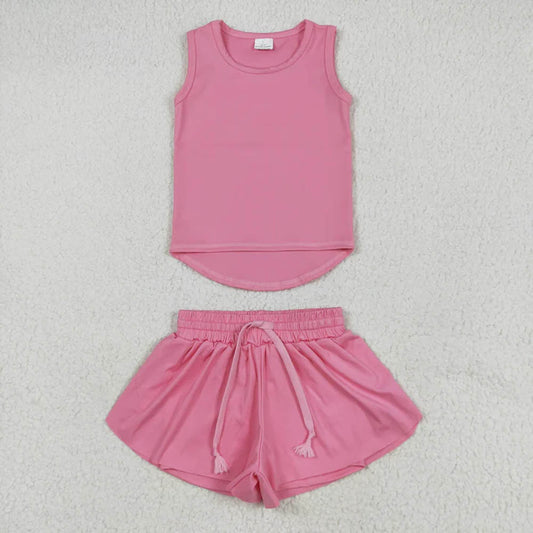 GSSO2501  Baby Girls Pink Sleeveless Top Skorts Sets D 7.7