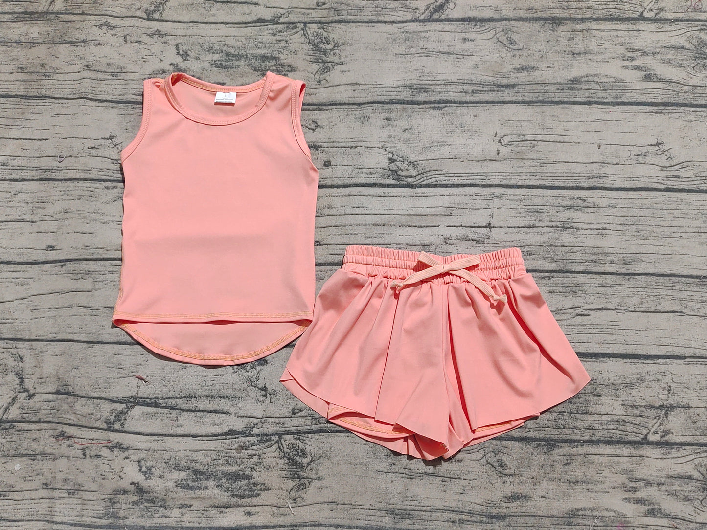 GSSO2502 Baby Girls Peach Sleeveless Top Skorts Sets   D 7.7