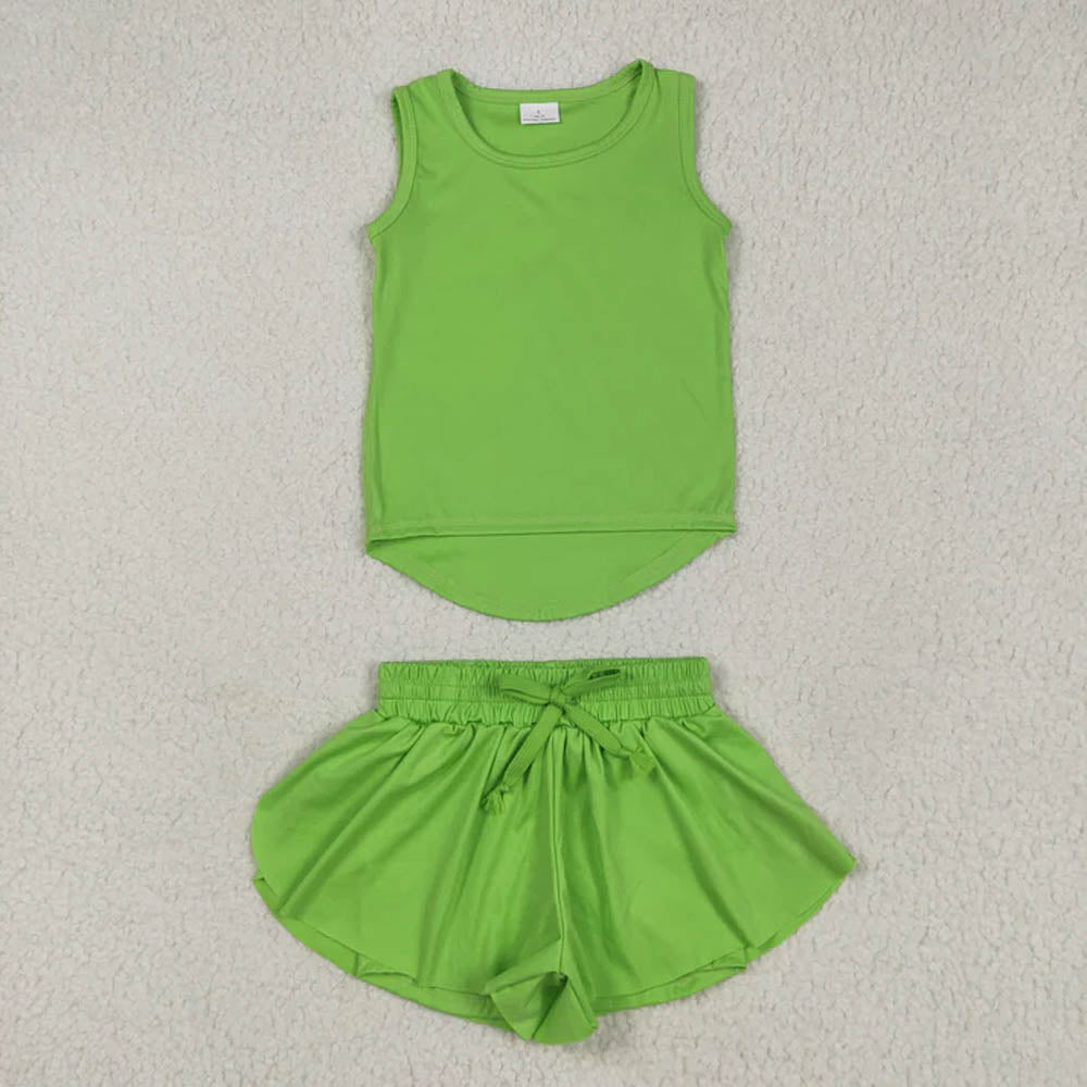 GSSO2503 Baby Girls Green Sleeveless Top Skorts Sets  D 7.7
