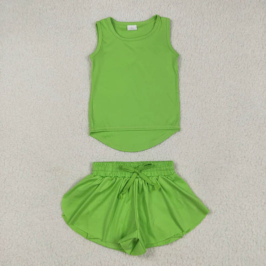 GSSO2503 Baby Girls Green Sleeveless Top Skorts Sets  D 7.7