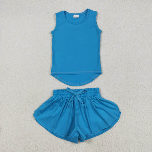GSSO2504 Baby Girls Blue Sleeveless Top Skorts Sets D 7.7