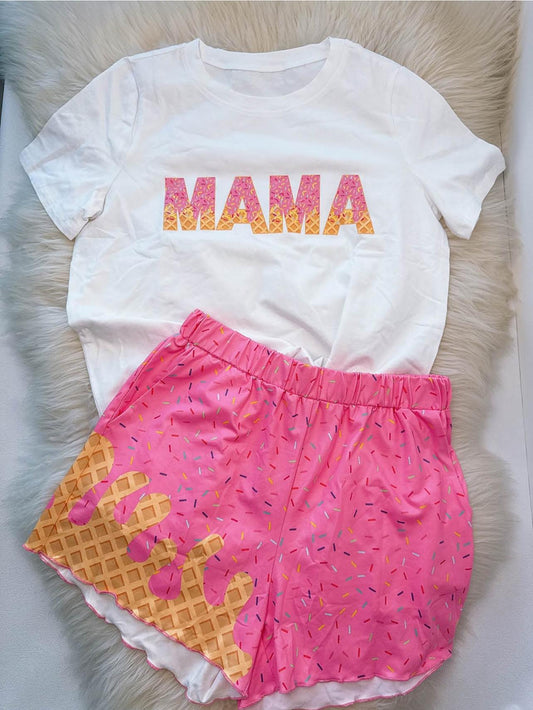 presale GSSO2521  Adult Women MAMA Top Team Pockets Shorts Set D 3.28
