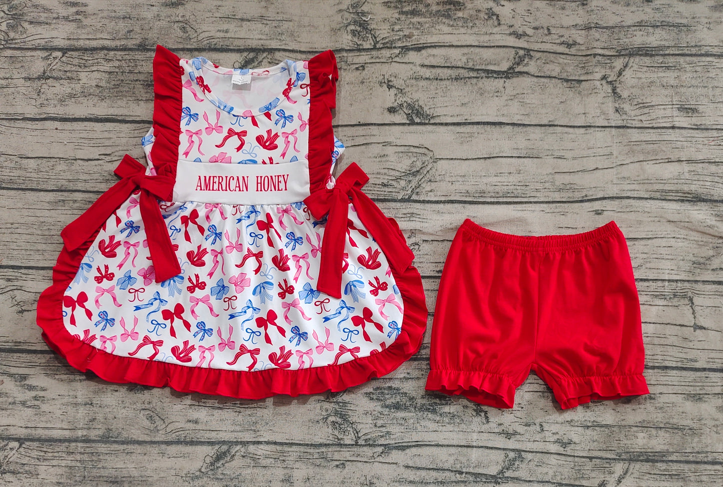GSSO2538 Letter National Day bow pattern red lace bow set  D 4.19