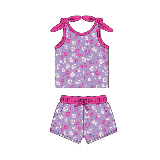 presale GSSO2684 Baby Girls Peach Sleeveless Camo Bows Vest Top Pockets Short Set  D 6.12