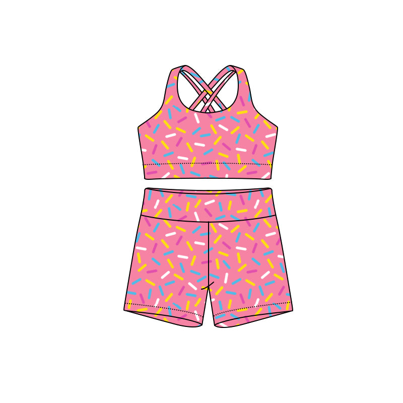 presale GSSO2694  Adult Women Pink Straps Team Vests Top Short Sets  D 7.1