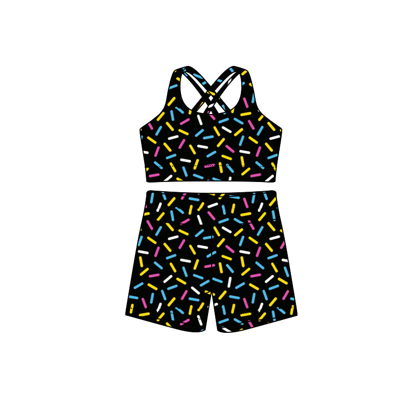 presale GSSO2699  Adult Women Black Straps Team Vests Top Short Sets D 7.1