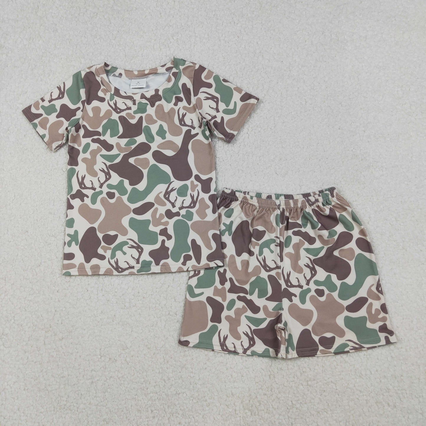 GSSO2708  Baby Girls Brown Deer Camo Top Shorts Western Pajamas Sets D 1023