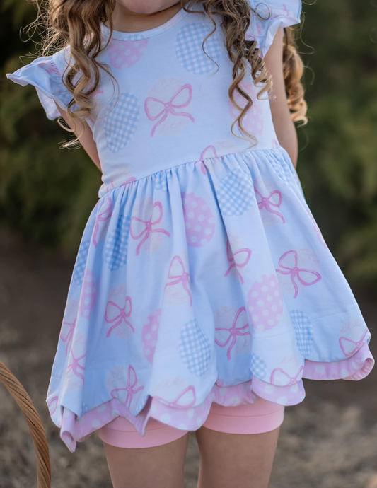 presale GSSO2841 Baby Girls Bows Eggs Ruffle Tunic Shorts Easter Clothes Sets D 1129