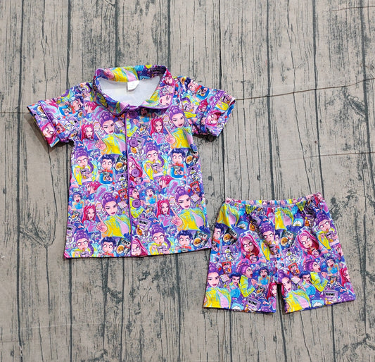 Pre-order kpop button down shorts set