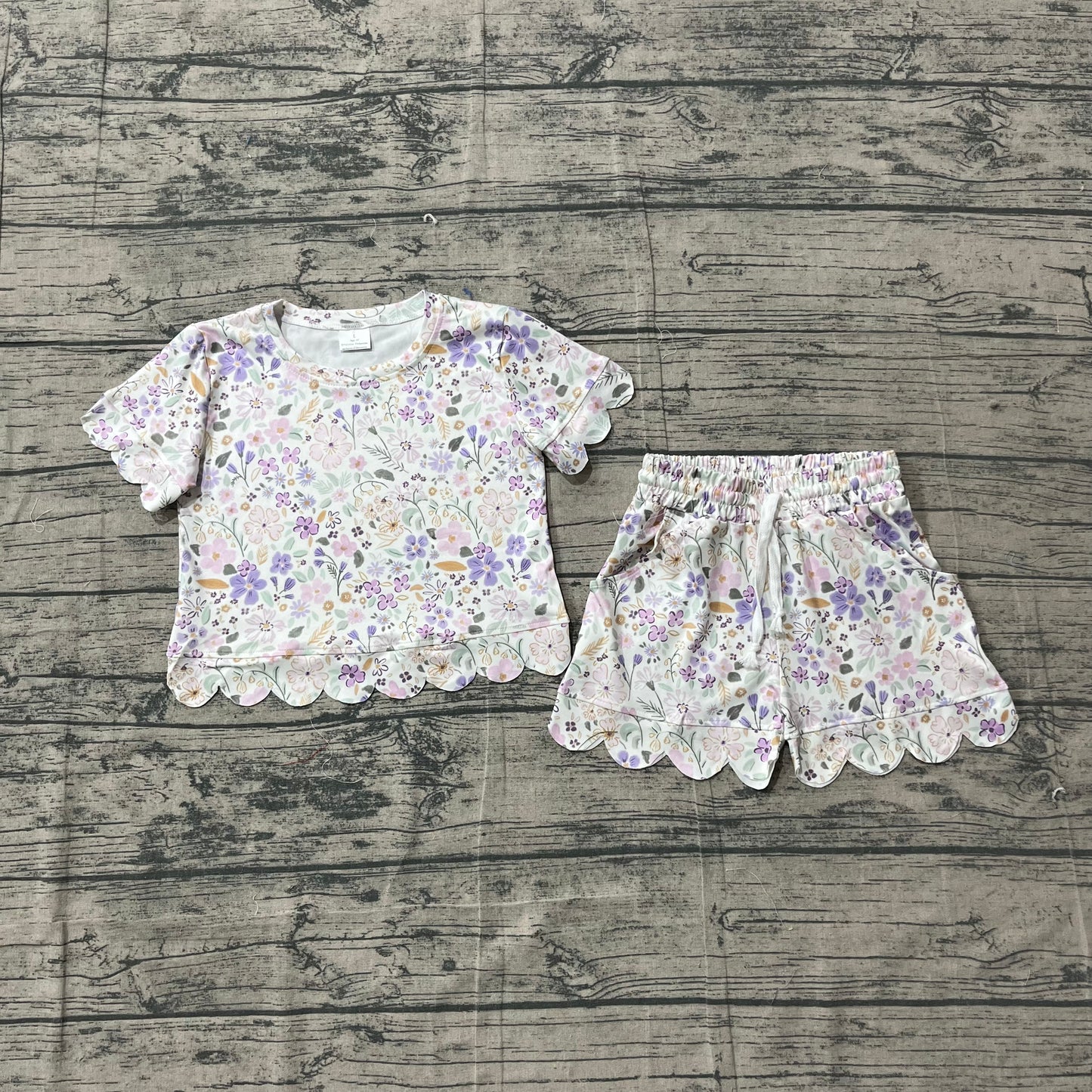 Pre order Floral Scallop Shorts Set