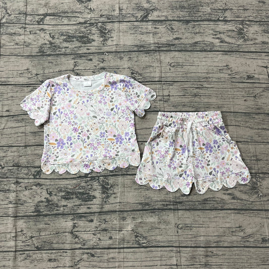 Pre order Floral Scallop Shorts Set