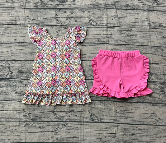 Pre order daisy flower ruffle shorts set