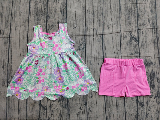 Pre order summer flower scallop shorts set