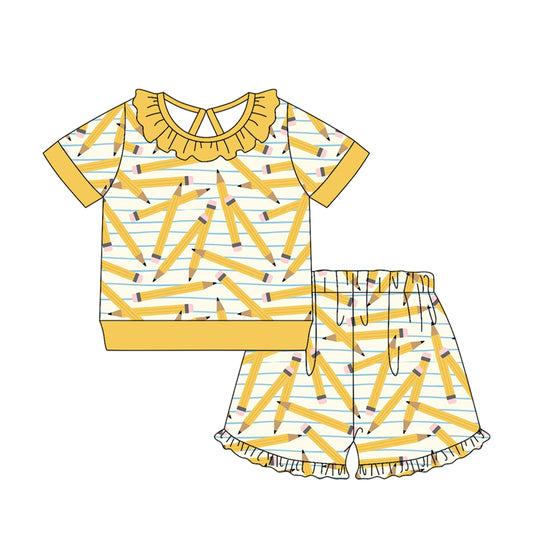 Pre order back to school pencil girl shorts set