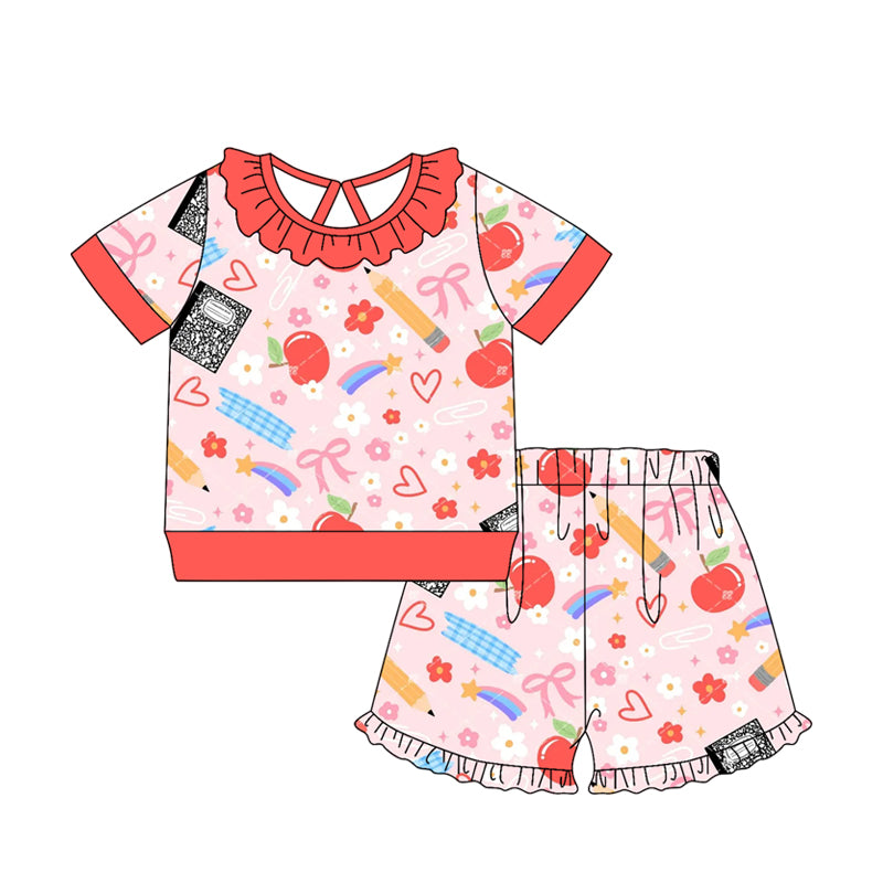 Pre order back to school pencil girl shorts set