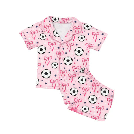 Pre order soccer button shorts pajama set girl clothing