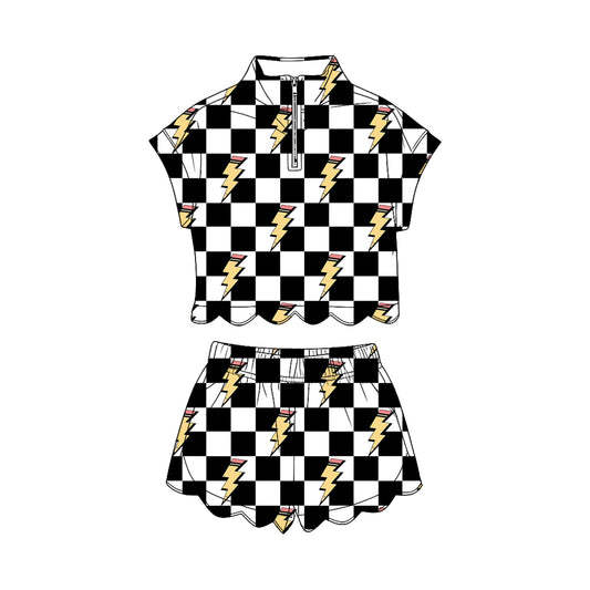 Pre order back to school scallop shorts set