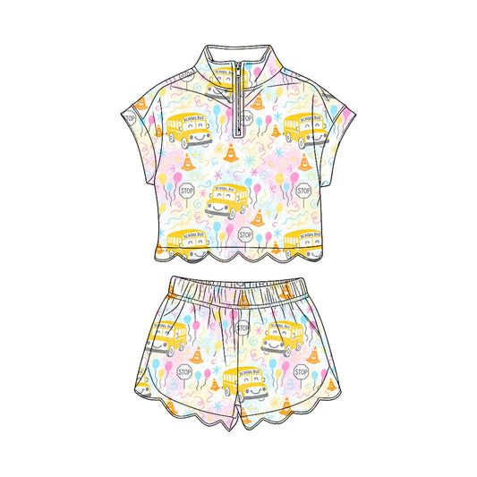 Pre order back to school scallop shorts set