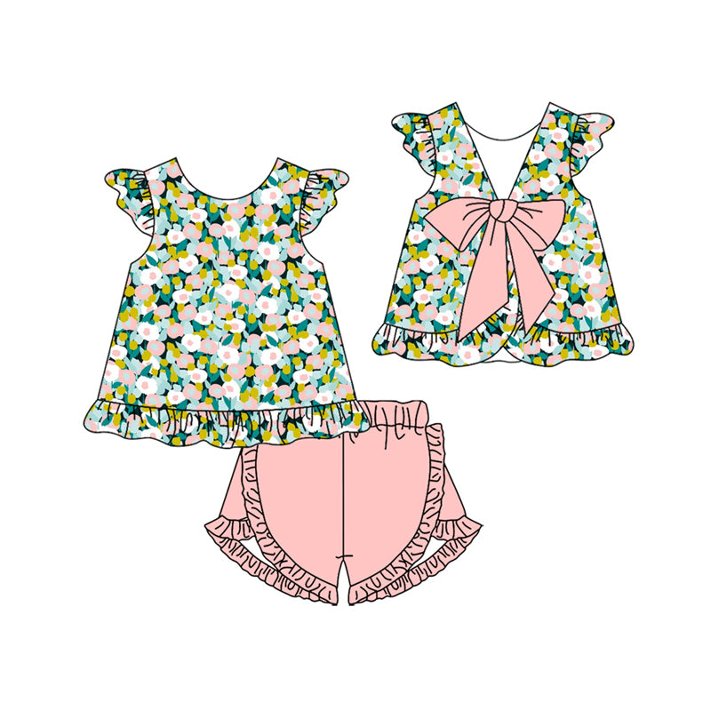 Pre order floral tunic shorts set summer girl clothing