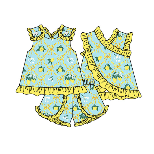 Pre order strap lemon coquette shorts set girls clothes