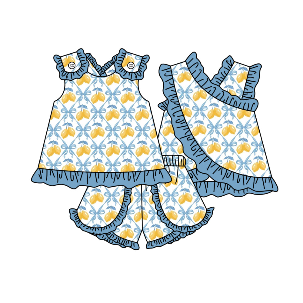 Pre order strap lemon coquette shorts set girls clothes