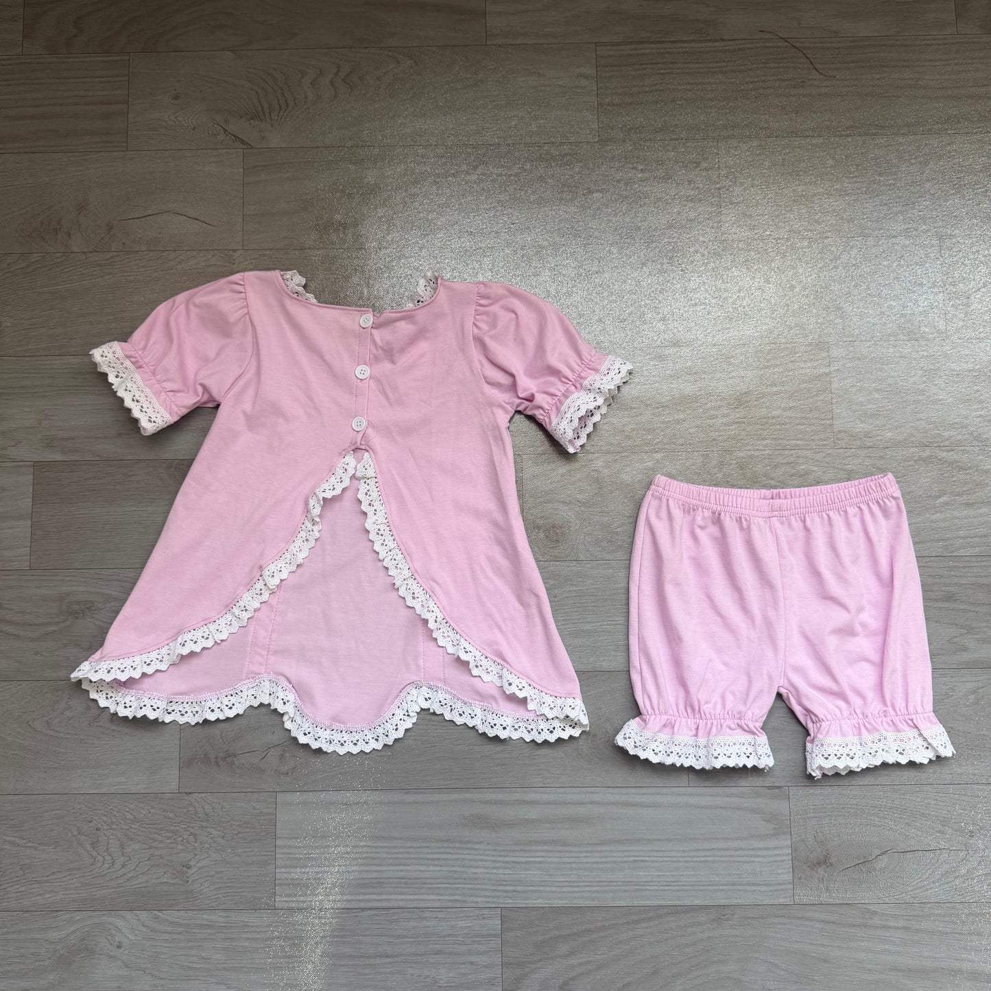 Pre order cotton pink lace bloomer set