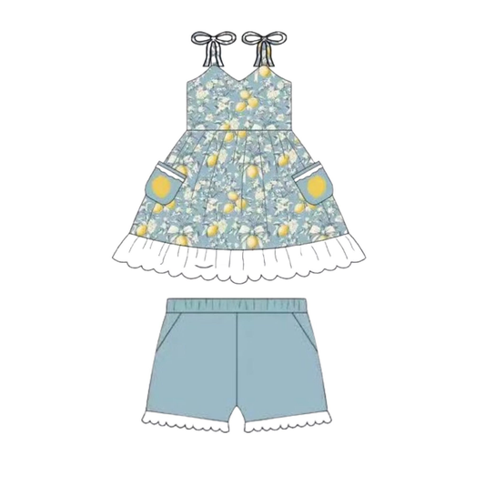 Pre order strap lemon shorts set girls clothes