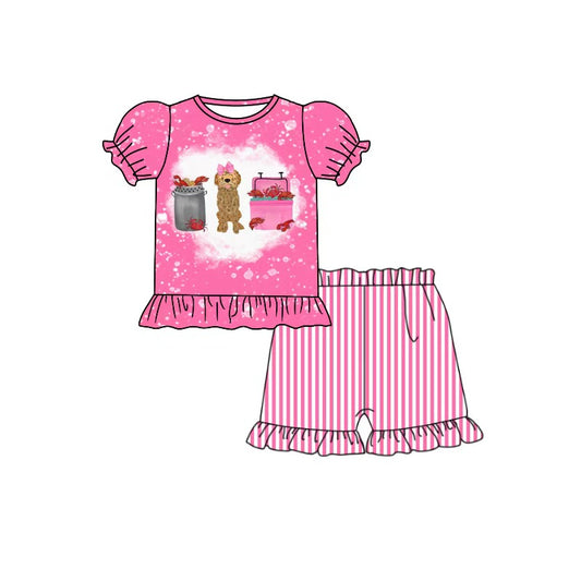 Pre order crawfish boil With brown lab trio girl shorts set