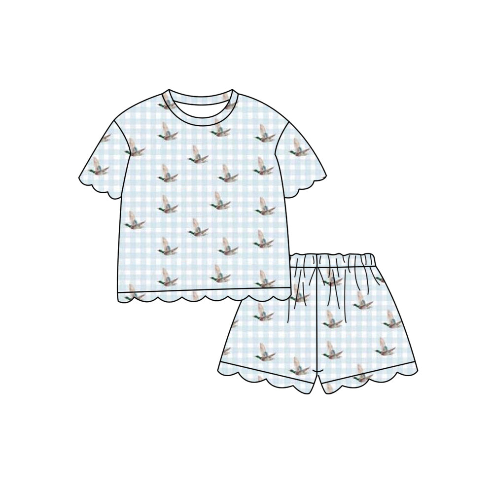 Pre order gingham duck scallop shorts set