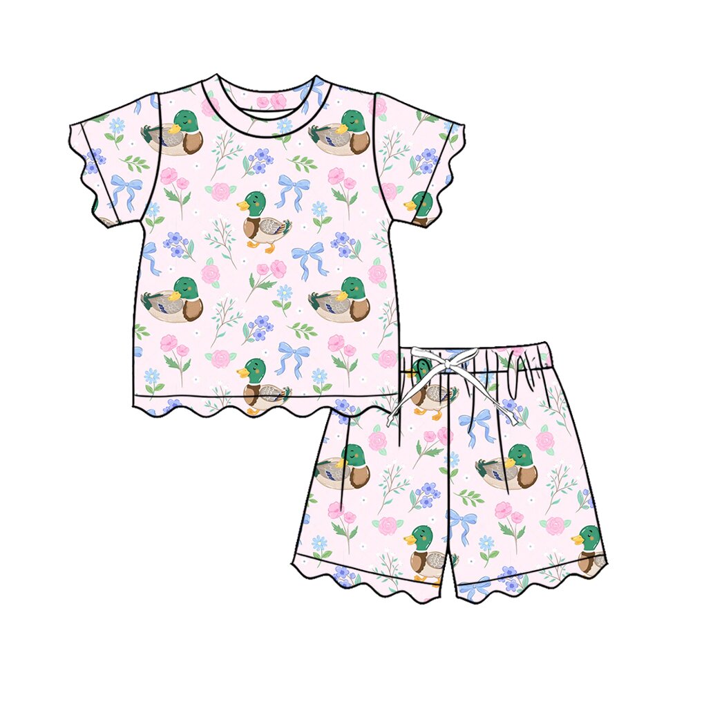 Pre order coquette duck scallop shorts set