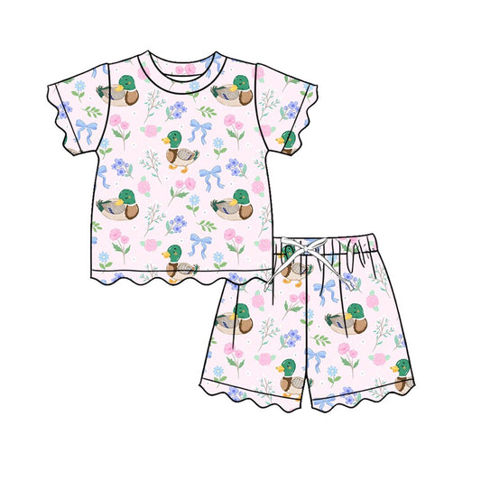 Pre order coquette duck scallop shorts set