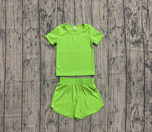 Pre order solid color active wear athletic shorts set