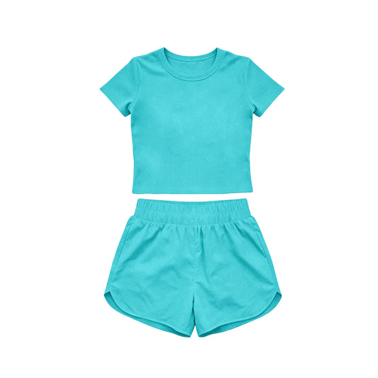 Pre order solid color active wear athletic shorts set