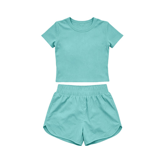 Pre order solid color active wear athletic shorts set