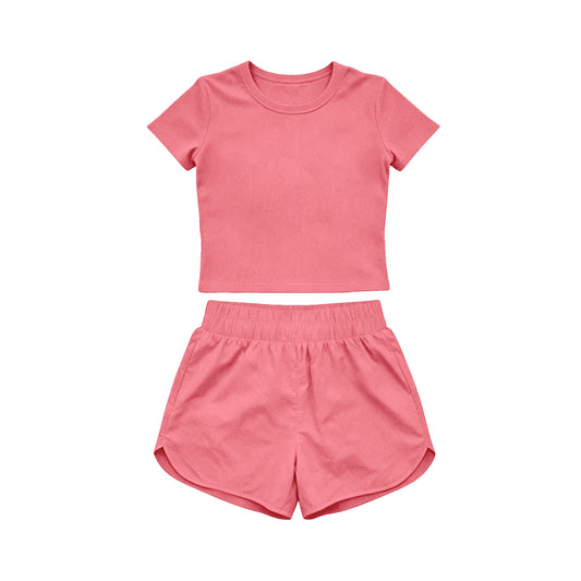 Pre order solid color active wear athletic shorts set