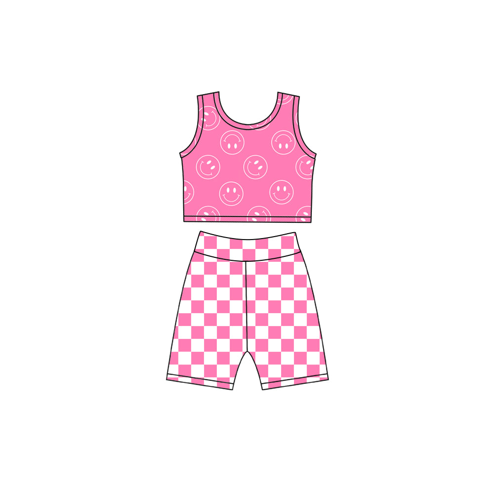Pre order smile checkered activewear athletic shorts set