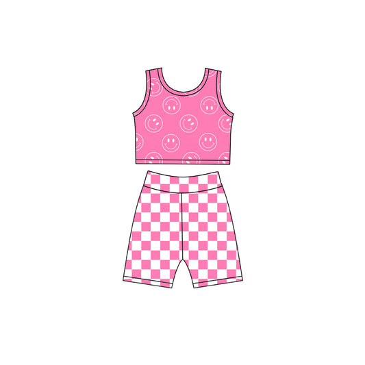 Pre order smile checkered activewear athletic shorts set
