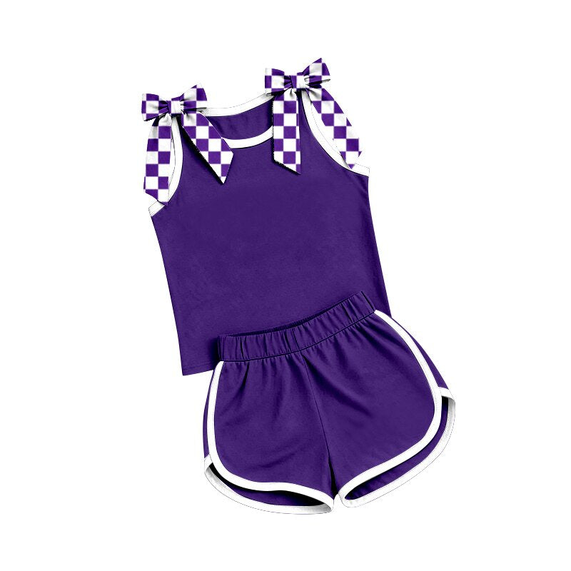 Pre order purple and white shorts set