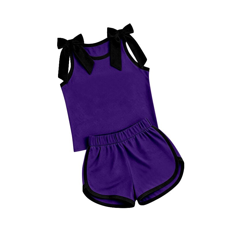 Pre order purple and black shorts set