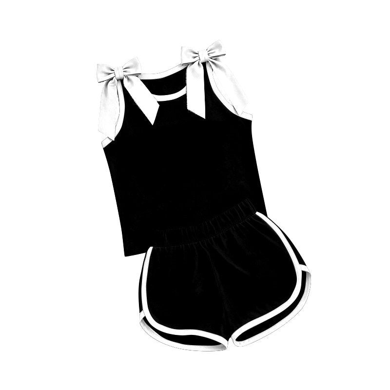 Pre order black and white shorts set