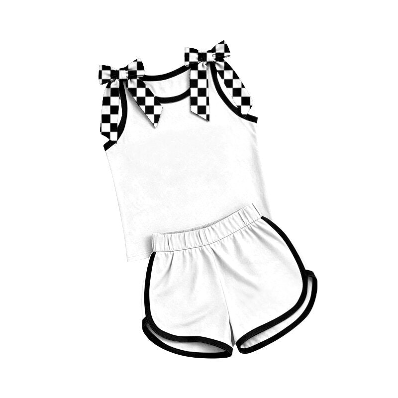 Pre order black and white shorts set