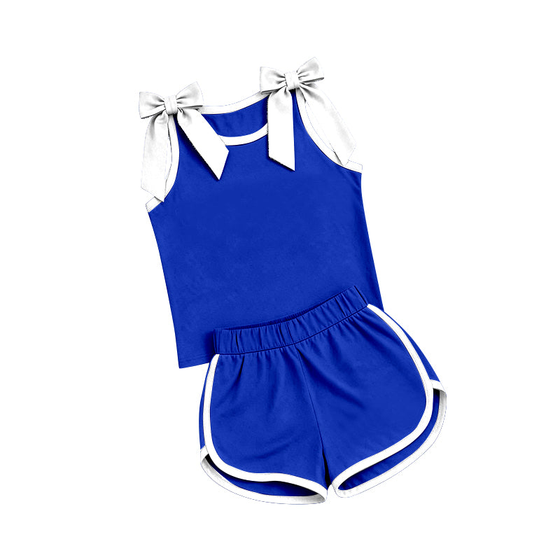 Pre order royal blue bow tank shorts set