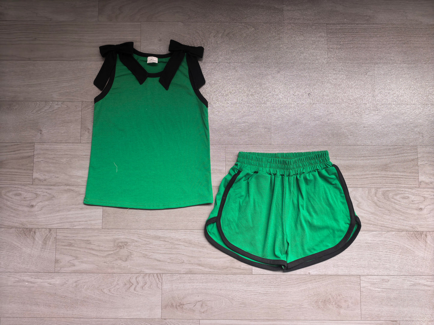 Pre order green bow tank shorts set