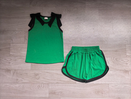 Pre order green bow tank shorts set