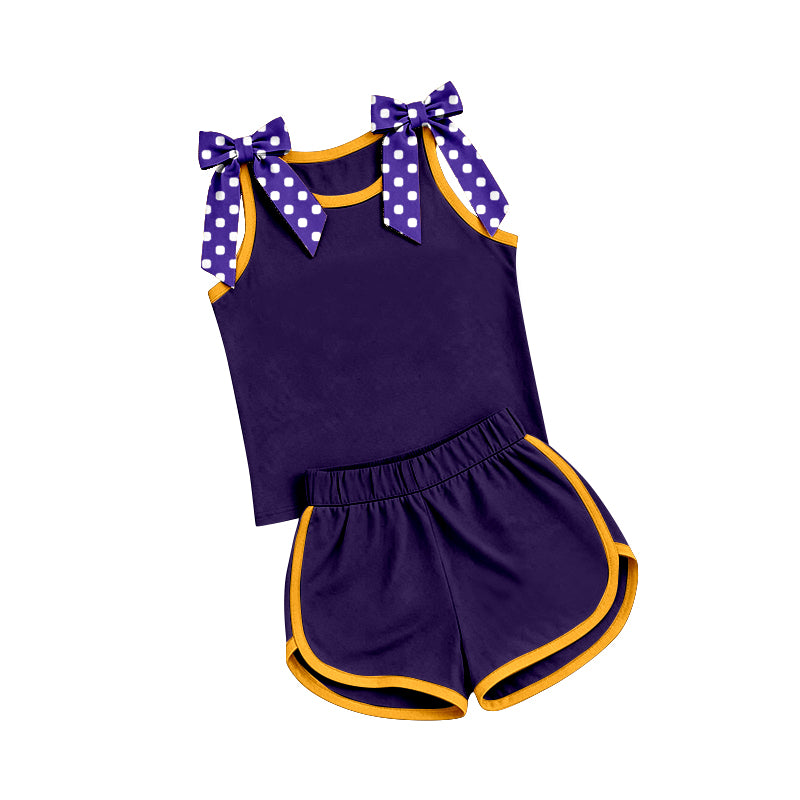 Pre order purple bow tank shorts set