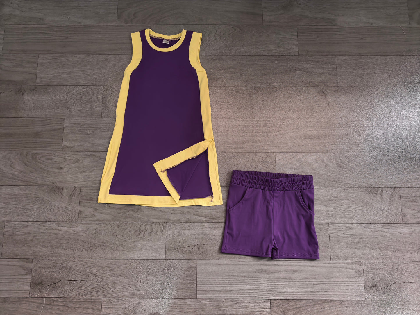 Pre order two pieces purple yoga shorts set