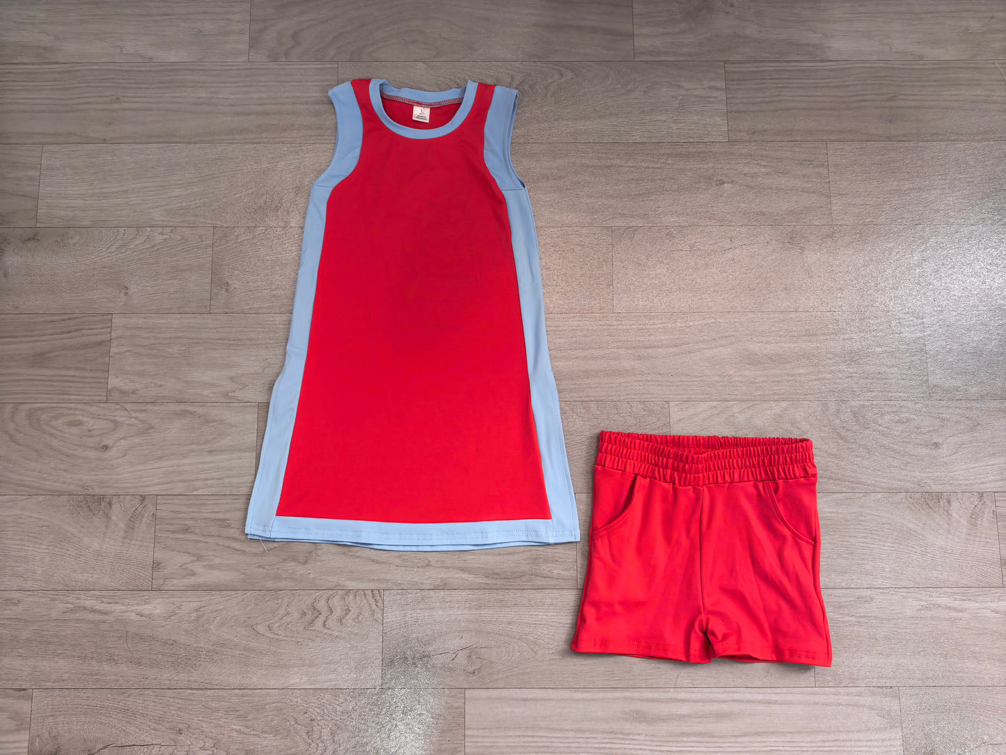 Pre order two pieces red yoga shorts set